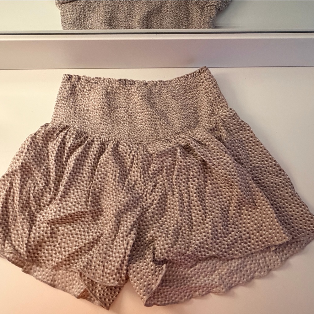 Aerie Textured Knit Skirt in Taupe